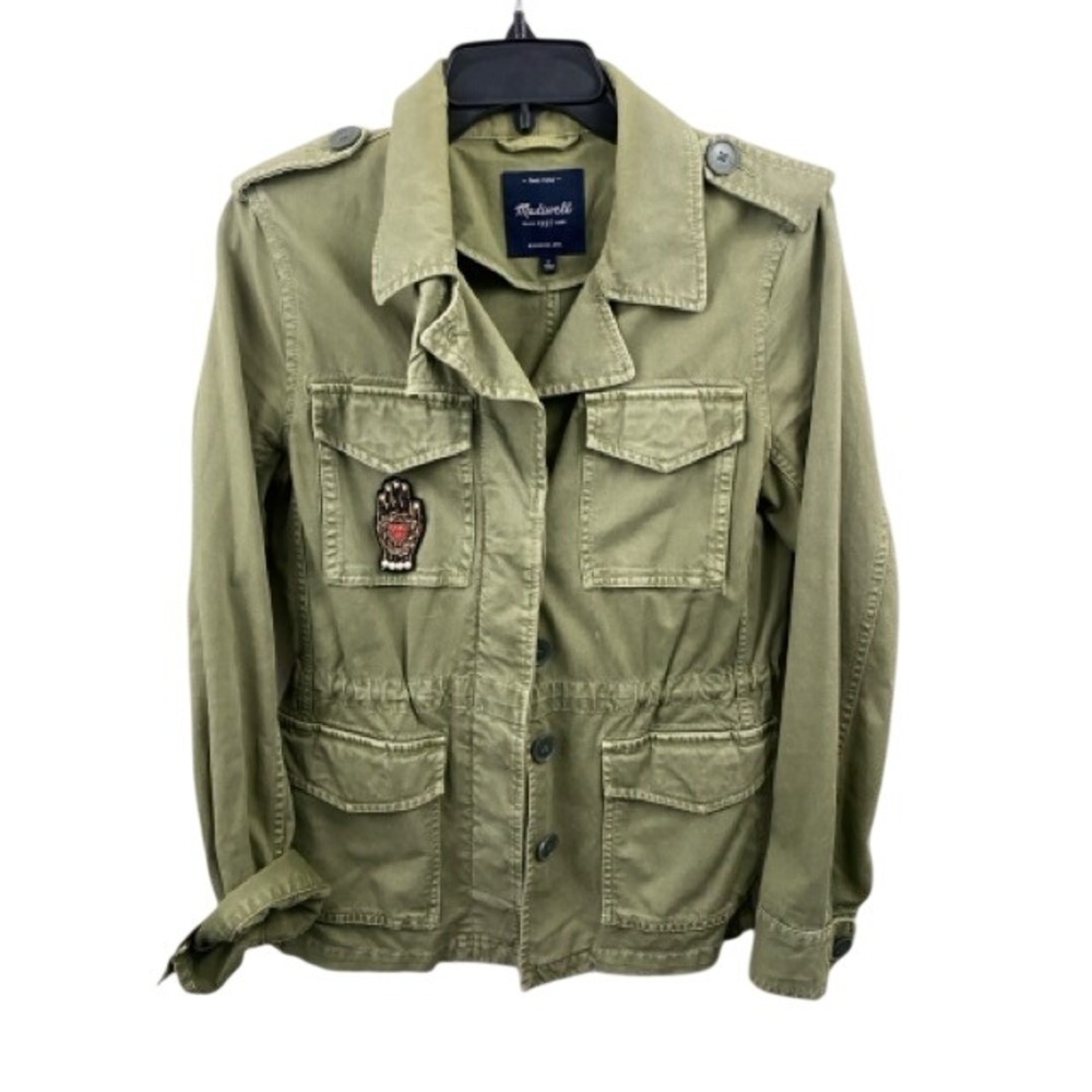 Madewell Womens Olive Green Military Field Jacket Utility Coat Small Patch